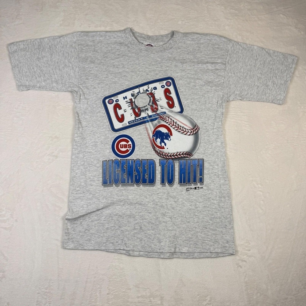 Vintage 1998 Chicago Cubs Licensed to Hit T-Shirt Hank Aaron Gray